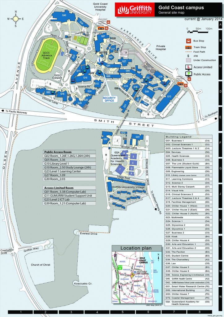 Gold Coast campus computer access map. 