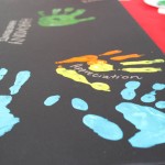 Handprints on canvas