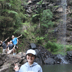 Griffith Mates at waterfall, Springbrook National Park