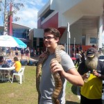 Student with snake
