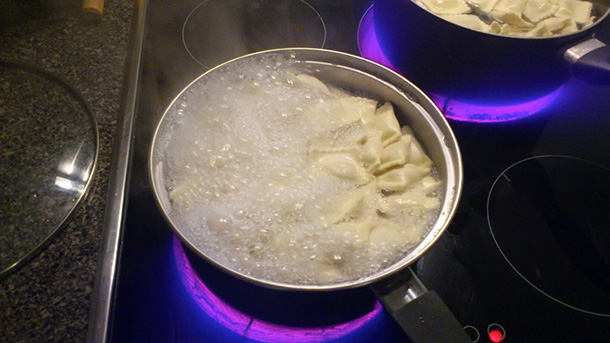 Pasta cooking on stove