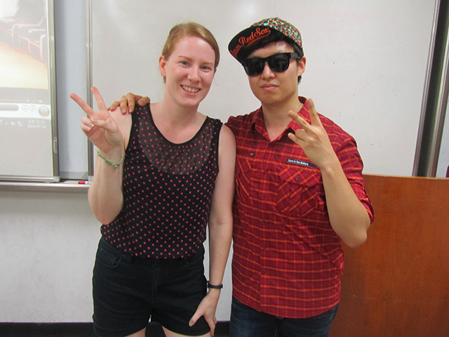 Griffith University student Angela learning K-pop choreography in Korea