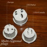 3 mutli-regional plugs - Europe, UK/Dubai, USA/Canada