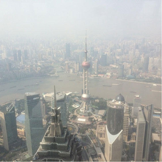View of Oriental Pearl Tower, China from above