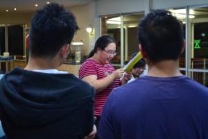 Retreat coordinator makes announcement.