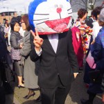 Student dressed as Doraemon.