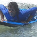 Tharshika primed and ready to catch a wave.