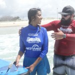 Tharshika's learn to surf instructor offers advice.