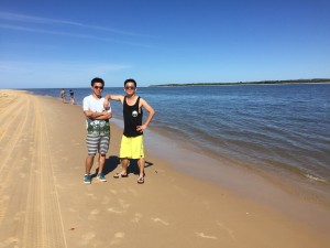two students on the beach