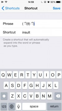 Place what you have selected into the “phrase” and then enter a shortcut.