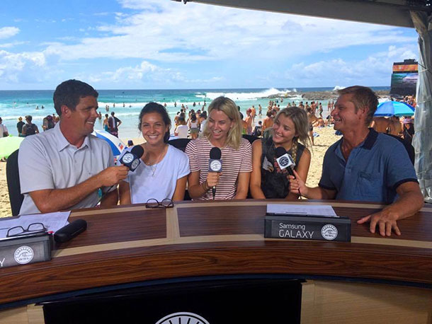 3 students being interviewed World Surf League Internship