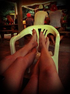 Chilling at Surf Camp with my friend... without thongs obviously
