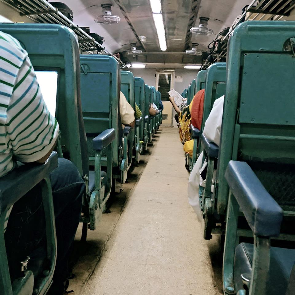 Riding in a train in India