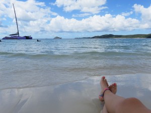 On Whitehaven Beach waiting for the boat
