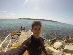 Ricky in scuba outfit at "The Spit"