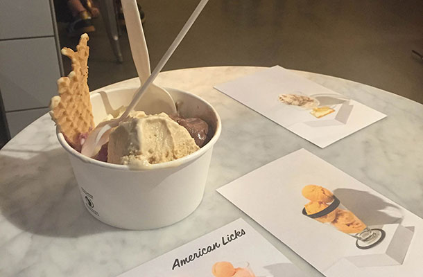 Icecream in a cup with waffle