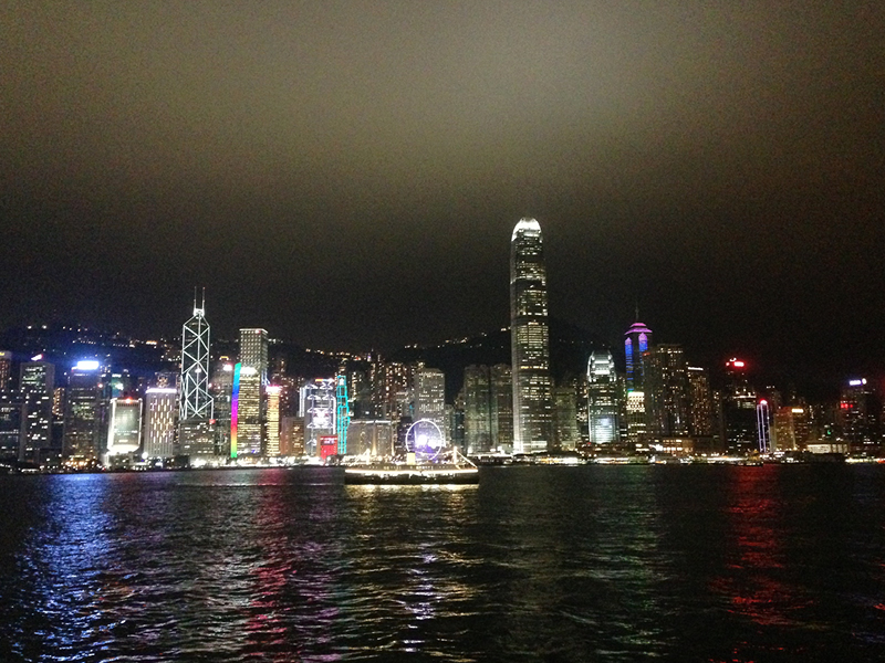 View the famous city lights of Hong Kong