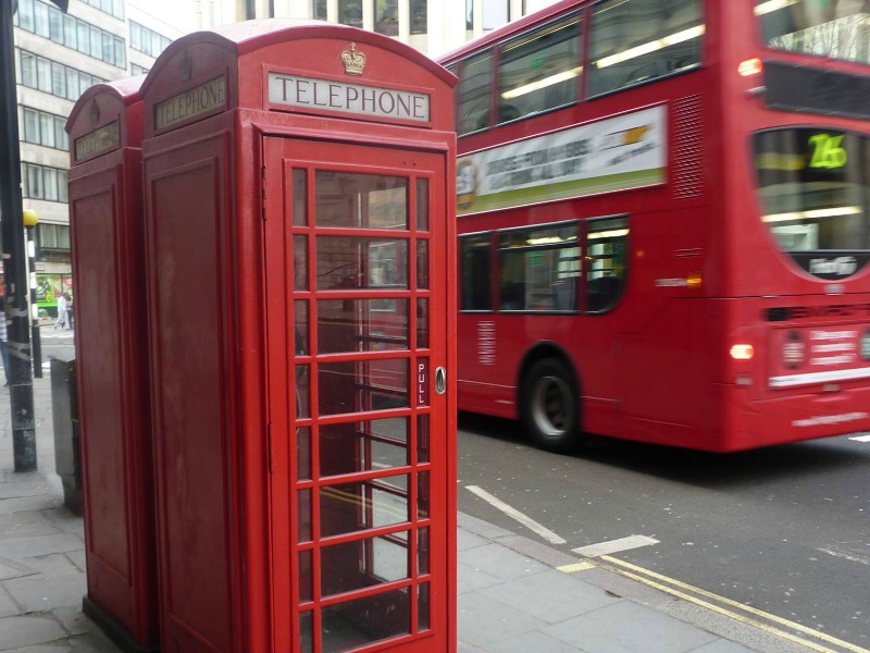 Red telephone box in London, UK